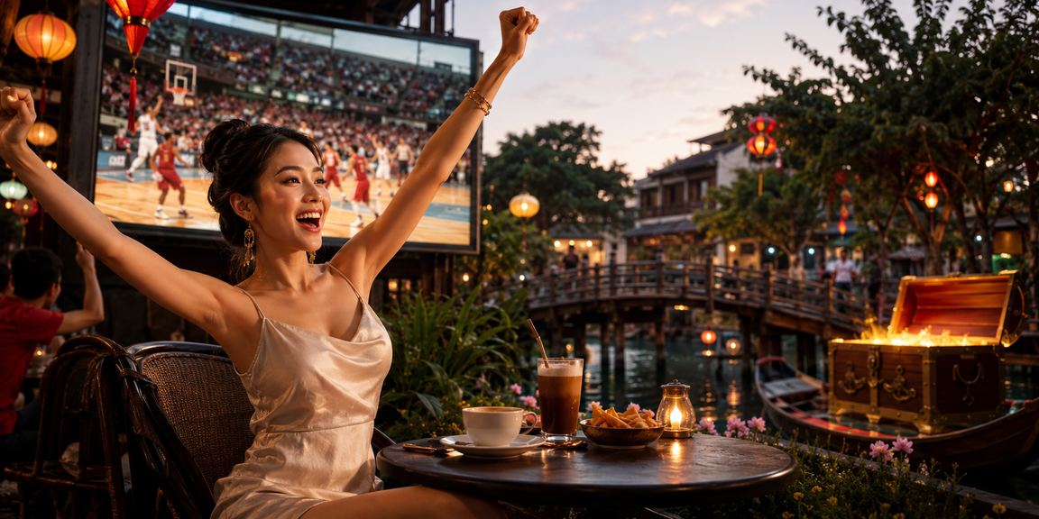 Người chơi xem bóng rổ và cá cược tại Hà Nội bên ly cà phê